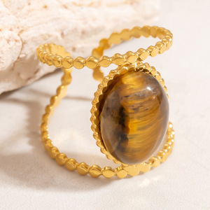 แหวนทองชุบสไตล์ยุโรปสำหรับผู้หญิง ประดับด้วยหินธรรมชาติรูปดาว ดีไซน์เรขาคณิต เหมาะสำหรับเป็นของขวัญเครื่องประดับ - Product Image 4