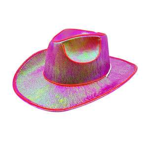 Cappello da Cowboy <span class=keywords><strong>LED</strong></span> Personalizzato Rosa, Cappello da Cowgirl per Feste <span class=keywords><strong>Disco</strong></span>, Halloween, Natale, Cappelli da Cowboy Luminosi in Stile Western - Product Image 1