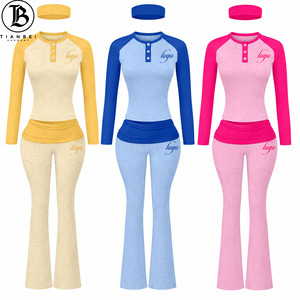 Conjuntos de <span class=keywords><strong>Ropa</strong></span> Y2K Personalizados para Mujer, Camiseta de Algodón Ajustada de Manga Larga <span class=keywords><strong>con</strong></span> Botones, Pantalones Acampanados, Leggings, Conjunto de 2 Piezas - Product Image 1
