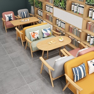 Set di mobili moderni in legno massello per ristoranti caffetterie negozi di tè latte Dessert bar per riunioni di svago soggiorno - Product Image 3