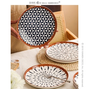 Ensemble de vaisselle en rotin, style européen, <span class=keywords><strong>Vintage</strong></span>, vaisselle, porcelaine, céramique - Product Image 2