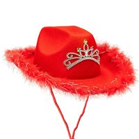 Chapeau de cowboy lumineux adulte avec diadème et plumes Chapeau de cowgirl avec couronne LED