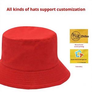 Wholesale Unisex Fisherman Bucket Custom Logo Outdoor Sun Solid Color Flat <b>Top</b> Travel Advertising Trendy Summer <b>Hat</b> - Product Image 3