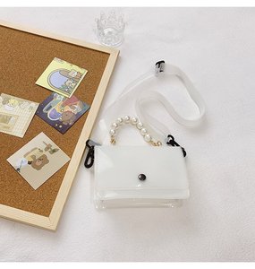 Summer Beach Little Girl Clear Pouch Baby Kid borsa Crossbody Mini borsa Jelly PVC <span class=keywords><strong>portafoglio</strong></span> con manico in perla - Product Image 5