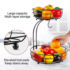 <span class=keywords><strong>Cesta</strong></span> de fruta redonda de doble capa para <span class=keywords><strong>cocina</strong></span> DaS, encimera <span class=keywords><strong>extraíble</strong></span>, <span class=keywords><strong>cesta</strong></span> de almacenamiento de frutas y verduras con gancho de plátano - Product Image 2