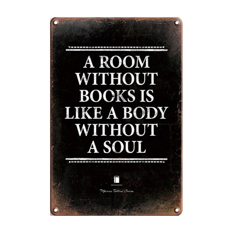 A Room Without Books Vintage Retro Plate Metal Signs Iron Tin Poster Art Wall Decor Paintings High Quality Car Number Plate