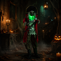 Décoration d'Halloween géante de 2m : Capitaine Pirate Fantôme Debout, Électrique et Activée par Détection de Mouvement, pour Maison Hantée Extérieure (Produit Transfrontalier)