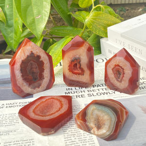 Gran oferta de Fanshi, torre de cornalina Natural, cristal pulido, Ágata roja, Sardonyx, piedras preciosas planas, Equilibrio Energético, decoración curativa - Product Image 3