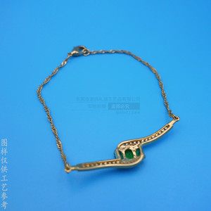 Pulsera de Aleación de Cobre Personalizada, Color Dorado, con Incrustaciones de Gemas Verdes, Joyería de Fiesta, Accesorio de Moda para Mujer - Product Image 3