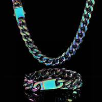RQ chaîne en acier inoxydable plaqué or 12mm chaîne à maillons cubains Bling CZ fermoir Hip Hop rappeur collier