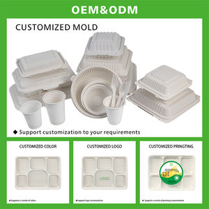 BPA-Free 6-Grid Disposable Recyclable Microwavable <strong>Lunch</strong> <strong>Tray</strong> Biodegradable Corn Starch Board Environmentally Friendly Food - Product Image 5