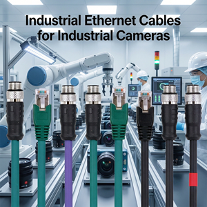 Kabel Ethernet CAT6A M12 Tahan Air Warna Hijau Biru dengan Konektor M12 X Berkode ke RJ45 Panjang 500mm Selubung PVC untuk Penggunaan Komputer - Product Image 4