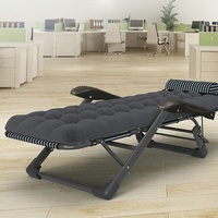 Chaise de salon en tissu Oxford pliable réglable en acier à double usage, lit pliable avec coussin doux