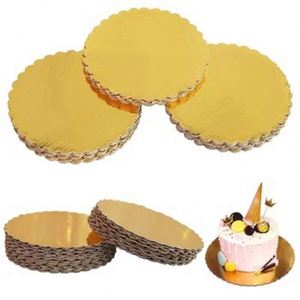 Plateaux de présentation ronds jetables pour pâtisseries, 16/26/32 cm, en papier doré, pour cupcakes, desserts, gâteaux d'anniversaire - Product Image 4