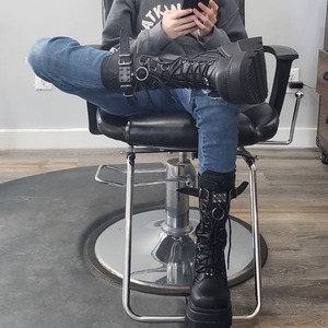 JJE Brand Design Chunky Platform Lace up <strong>Ankle</strong> Platform <strong>Boots</strong> Street Cool <strong>Woman</strong> <strong>Wedges</strong> Black Gothic <strong>Boots</strong> <strong>s</strong> - Product Image 4