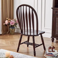 Chaise de salle à manger en bois massif de style vintage, durable, créative, nouveau style chinois Wabi-Sabi, chaise Windsor avec revêtement en cuir PU pour la maison