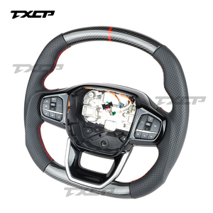 Volant en cuir et fibre de carbone sur mesure adapté aux <span class=keywords><strong>Ford</strong></span> <span class=keywords><strong>Transit</strong></span> 2018 2019 2021 2022 <span class=keywords><strong>2023</strong></span> 2024 - Product Image 2