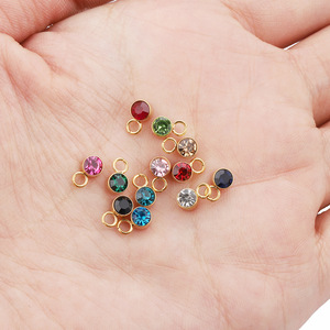 Pendentifs breloques en cristal 4 mm, sertissage clos, en acier inoxydable plaqué or, strass pierre de naissance pour la création de bijoux DIY et accessoires de loisirs créatifs - Product Image 2