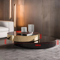 Table basse ronde rotative de luxe moderne pour la maison, table à thé rétractable simple pour appartement ou salon