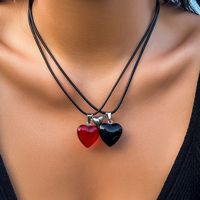 Saint Valentin Wish Stone Couple Collier Bijoux Amour Coeur Pendentif Collier Assorti pour les Amoureux