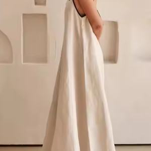 ชุดเดรสฤดูร้อนปี 2025 ป้ายกำกับสั่งทำพิเศษ สายเดี่ยวบางเบา ชุดเดรสชายหาดสีพื้นสำหรับผู้หญิง ชุดเดรสผ้าลินิน 100% สำหรับฤดูร้อน - Product Image 4