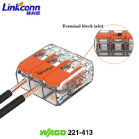 Connecteur de câblage à 3 pôles à branchement rapide 221-413 WAGOS pour câblage, connecteur de borne 4 mm, 450 V 32 A avec certification US CE