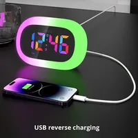 Réveil multifonctionnel créatif 2025 avec miroir tactile, lumière nocturne, calendrier, semaine, lumière colorée