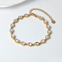 Bracelet CYNYA tendance pour femme en acier inoxydable 316L avec zirconium et pierre naturelle, plaqué or 18 carats – Idéal pour les soirées, résistant à la décoloration