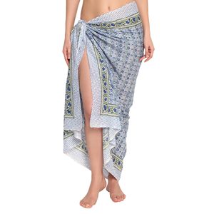 Paréo en coton imprimé à la main à prix avantageux pour femme, léger, idéal comme cache-maillot de bain, pour la plage et les vacances d'été - Product Image 5