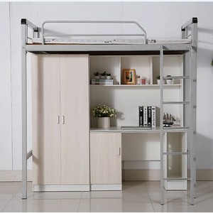 Wholesale School Furniture Dormitory Metal <strong>Bed</strong> Loft <strong>Bed</strong> <strong>With</strong> <strong>Desk</strong> <strong>and</strong> Wardrobe Loft <strong>Bed</strong> - Product Image 2