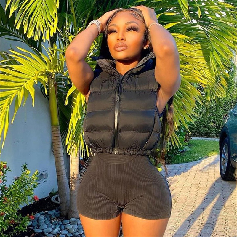 Новое поступление 2021 осень зима Повседневный женский простой короткий пузырьковый жилет без рукавов женское плотное пальто пуховая куртка