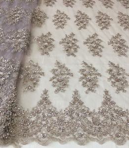 호화스러운 무거운 구슬로 만드는 레이스 tulle 자수 직물 금속 자수 디자인 당 복장 물자 - Product Image 2