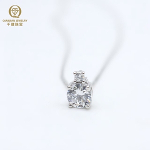 Collana con Pendente a Catena a Onda in <span class=keywords><strong>Argento</strong></span> <span class=keywords><strong>925</strong></span> Originale con Moissanite Taglio Brillante Certificata, Placcata Oro/Oro Rosa/<span class=keywords><strong>Argento</strong></span> - Product Image 4