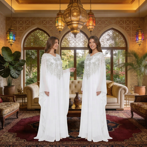 <span class=keywords><strong>Abaya</strong></span> Ouverte Blanche 2026 Style Élégant Kebaya Musulmane Femme Mode Moderne Baju Kurung Malaisie Polyester Ensembles Décontractés Modernes pour Adultes - Product Image 5