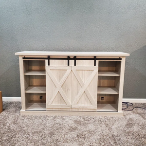 Mueble <span class=keywords><strong>para</strong></span> <span class=keywords><strong>TV</strong></span> Estilo Moderno con Puerta Corredera Tipo Granero <span class=keywords><strong>y</strong></span> Dos Estantes Ajustables <span class=keywords><strong>para</strong></span> Sala de Estar o Dormitorio con Amplio Espacio de Almacenamiento - Product Image 5