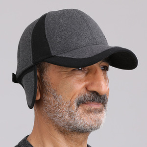 Men's Wool Baseball Cap Gray And Black Fleece Lined <b>Warm</b> Winter <b>Hat</b> For Middle Aged And Elderly Dads Grandpas - Product Image 2