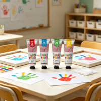 Peinture à doigts lavable en pots de 50 ml en gros pour enfants, non toxique, kit de dessin DIY pour empreintes de mains, fournitures artistiques pour l'école et la maternelle