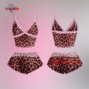 Summer 2 Piece Casual Loungewear Women Pajamas <strong>Set</strong> Custom Lace Stripes Halter Leopard Tank <strong>Top</strong> <strong>and</strong> Beach Cheetah <strong>Shorts</strong> <strong>Ladies</strong> - Product Image 3