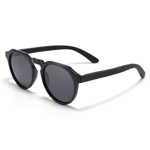 Gafas de Sol Polarizadas de Bambú para Mujer, Protección UV400, Montura Redonda Pequeña, Lentes Negras TAC, Moda, Viajes, Protección Solar - Product Image 5