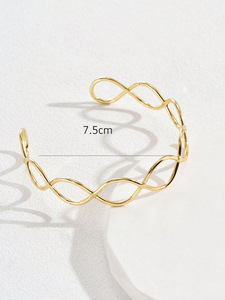 Minimalist Hollow Metal <b>Infinity</b> Symbol Arm Cuff: Unique Twisted Geometric Punk Adjustable Open <b>Bracelet</b> and Body Chain - Product Image 6