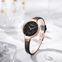Jam Tangan Wanita Rebirth RE134 Original Quartz Motif Bunga Sederhana Modis Tali Kulit Tahan Air untuk Wanita dan Remaja Putri Reloj
