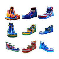 Château gonflable commercial avec toboggan aquatique licorne arc-en-ciel en PVC certifié CE