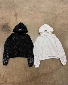 <span class=keywords><strong>Sweat</strong></span> à capuche personnalisé avec strass, en coton épais brillant, à épaules tombantes, pour hommes, adolescents, garçons et filles, Sheisty Design Makers - Product Image 1