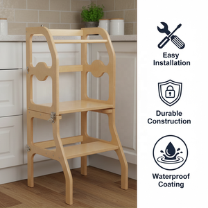 OEM/ODM Torre de aprendizaje de madera para niños pequeños Juego de mesa y silla convertible multifuncional Torre de aprendizaje 3 en 1Ktchen - Product Image 1