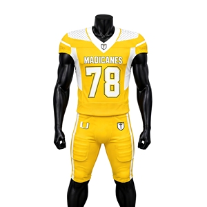 Ensemble de maillots de football américain Madicanes, sublimé, col en V, sans manches, anti-transpiration, uniformes pour hommes, jaune et blanc, 78 - Product Image 1