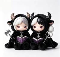 Figurines Magiques Jumelles du Zodiaque Gemini Personnalisées OEM en PVC et ABS avec Cape en Peluche Douce et Moelleuse, Boîte Mystère Constellation, Jouet Artistique