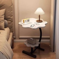 Table basse de chambre à coucher, étagère double niveau pour petit appartement, idéale pour salon, mobile et durable, style Mid-Century Modern