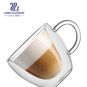 Taza de vidrio de borosilicato resistente al calor, taza de vidrio de doble pared con mango para café, proveedor de china, taza de vidrio de agua para <span class=keywords><strong>tienda</strong></span> - Product Image 3