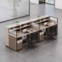 BGZ-220X – Bureau d'ordinateur en L moderne et minimaliste en PVC avec cloison d'écran et chaise de bureau pour 4/6 personnes