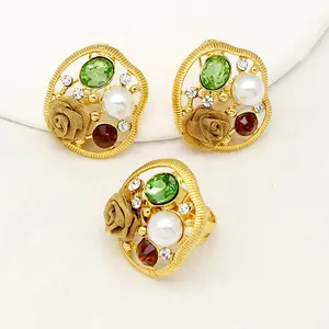 New Arrival High Quality Gold Plated Copper Women Rings Jewelry Earrings Antique Jewelry For Women